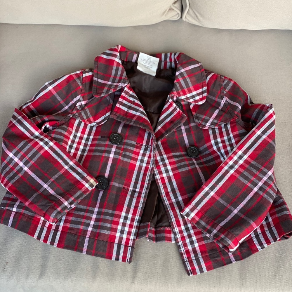 CRAZY 8 Girls Vintage HOLIDAY Plaid Trench Coat XS - Picture 10 of 13